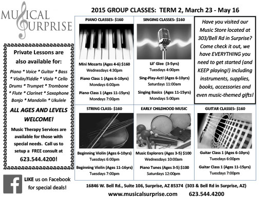 2015 Group Classes: Term 2 (March 23 – May 16)